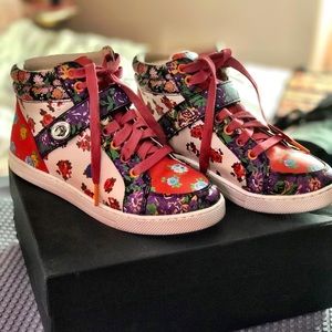 EUC floral leather Coach high-tops.
